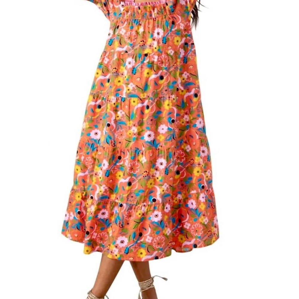 NWT Printfresh The Muse Dress Peach Cobbler Short Sleeve Midi Dress S - Picture 8 of 14